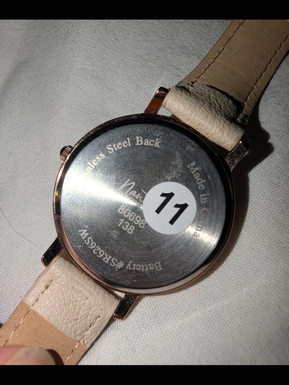 Working Nannette Lapore Rose Gold Case Light Beige Leather Strap Quartz Watch